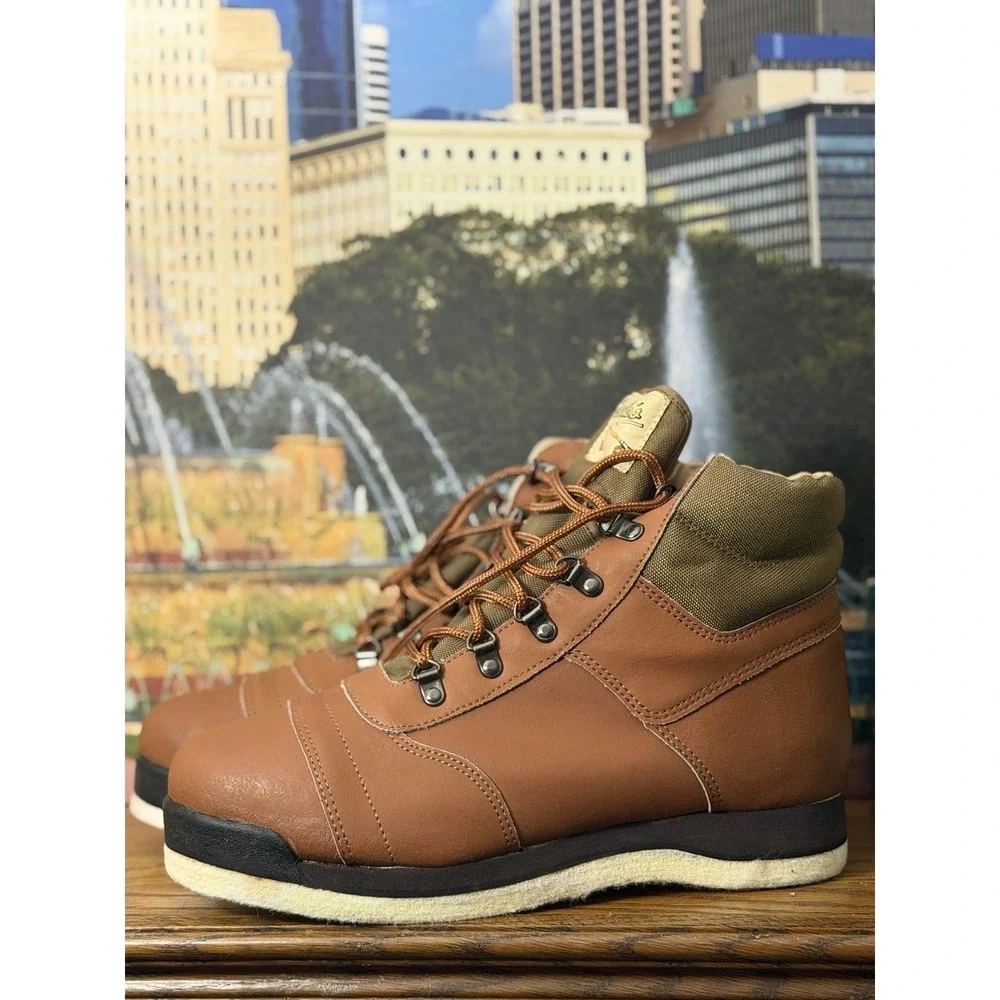 Vintage Cabelas Felt Bottom Faux Leather Wader Boots Size 10